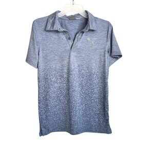 Puma Boys Blue Dotted Stretch Polo Shirt - Size L (14-16)